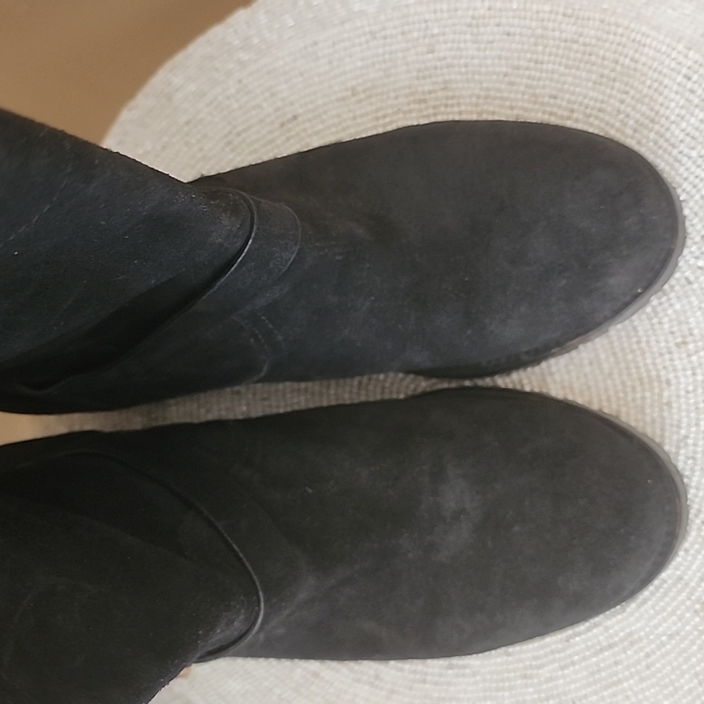 Ralph Lauren Polo women black suede leather biker boots Size8.5 UE39.5.Like New - Picture 10 of 12